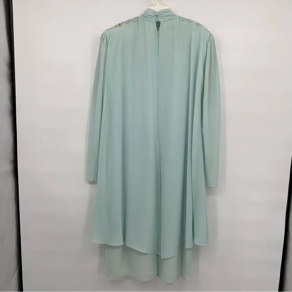 Vintage Ursula of Switzerland Formal Dress Sea Foam Blue Green Mother Of Bride - Picture 3 of 14